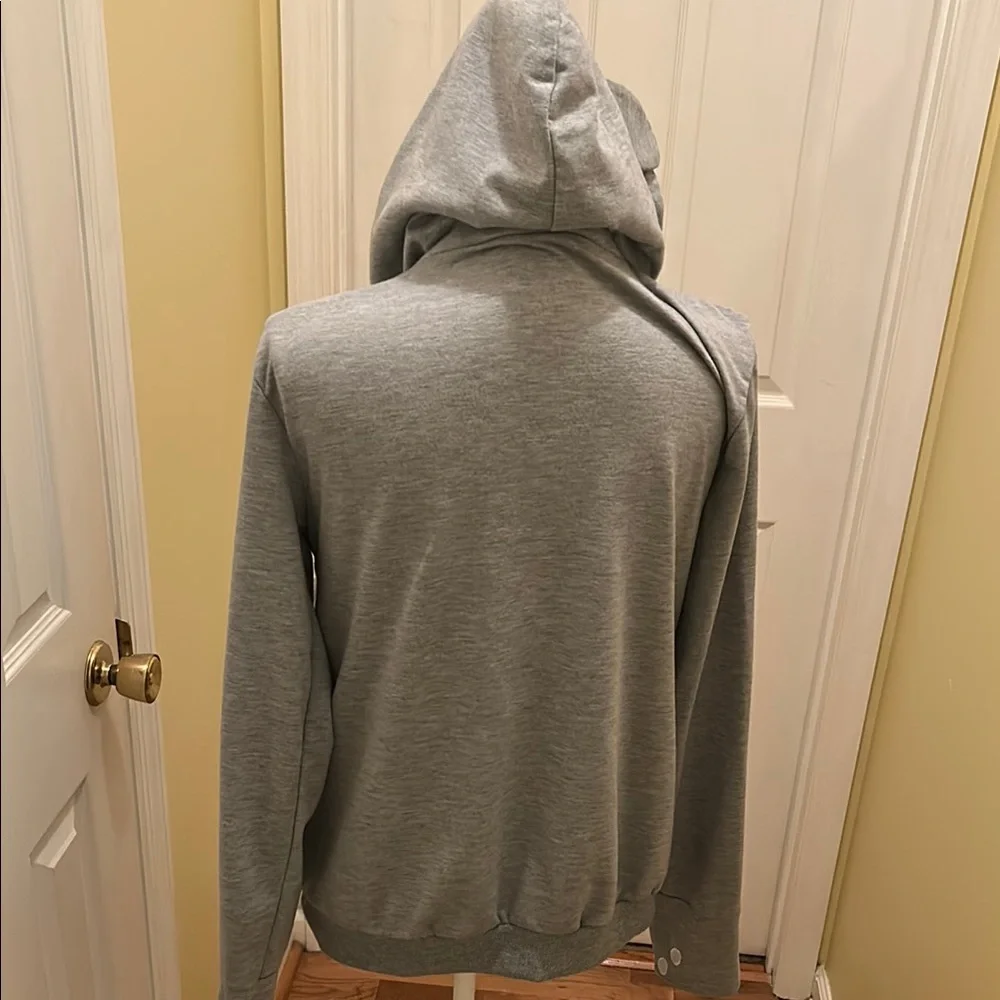 Gray Women's Hoodie with Pom-Poms